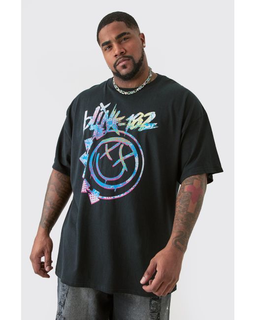 Boohoo Plus Oversized Blink 182 License T-shirt In Black
