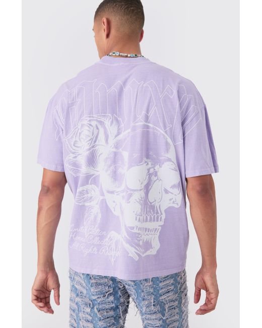 BoohooMAN Purple Oversized Large Scale Statue Graphic Wash T-shirt for men