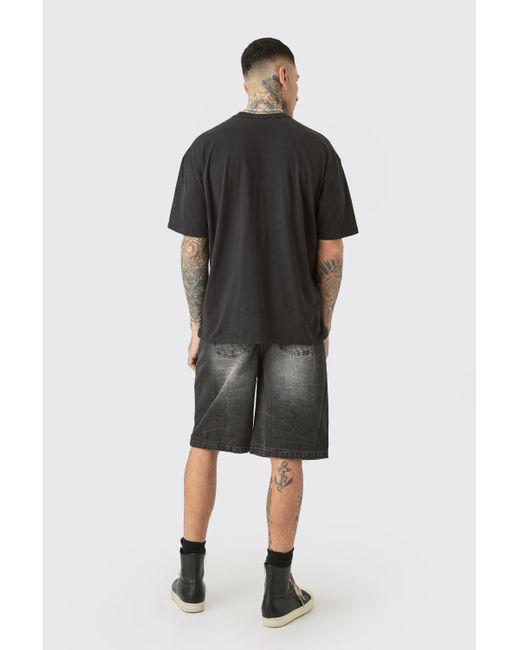 BoohooMAN Tall Oversized Official Splice Print T-shirt In Black for men