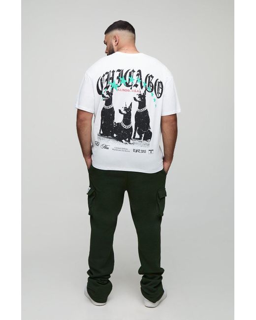 Plus Oversized Chicago Doberman Print T-Shirt Boohoo de color Gray