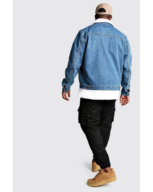 plus size borg denim jacket