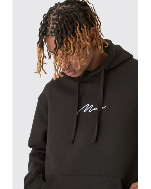 BoohooMAN Tall Basic Signature Hoodie In Black for men