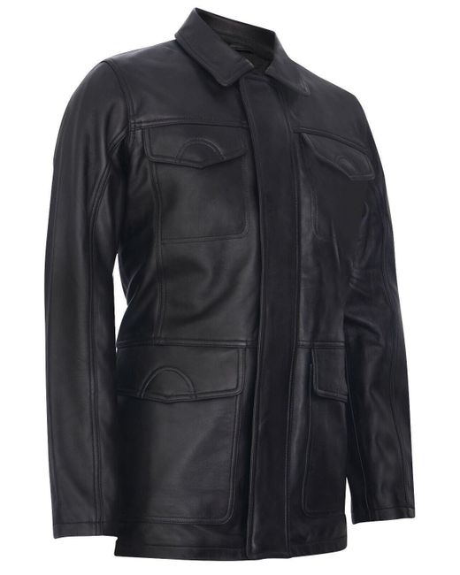 BoohooMAN Black Infinity Leather Leather Safari Jacket-porto for men
