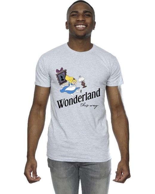 BoohooMAN White Disney Alice In Wonderland This Way T-shirt for men