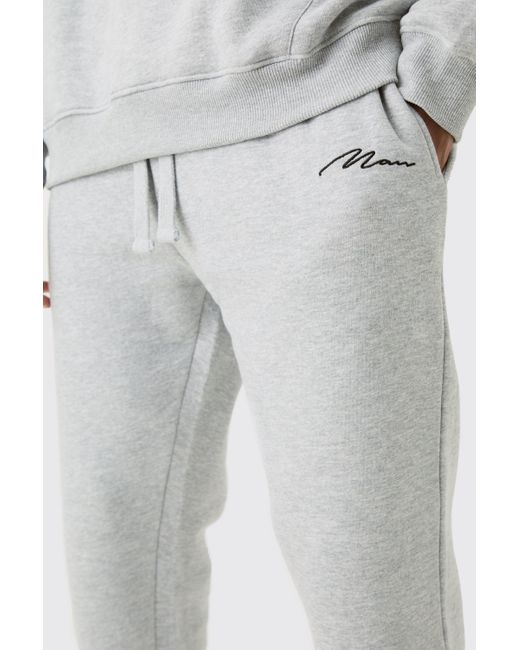 BoohooMAN White Tall Dash Skinny Fit Jogger In Grey Marl for men