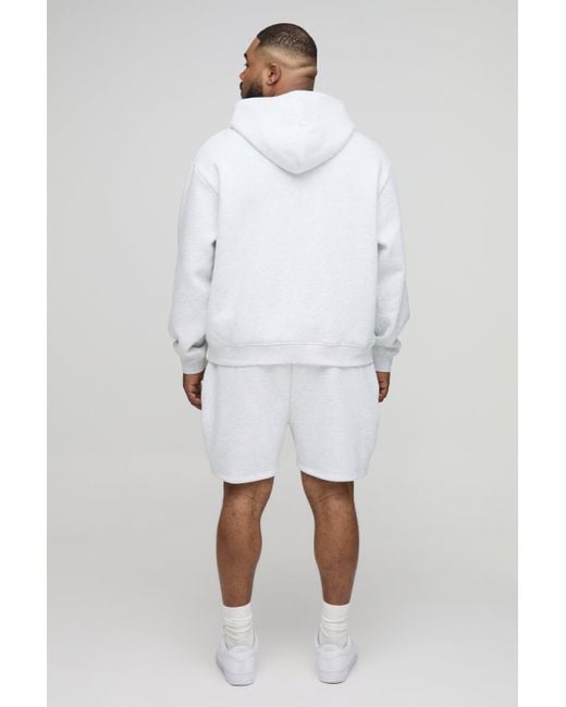 BoohooMAN White Plus Oversized Boxy Ofcl Short Hooded Tracksuit for men