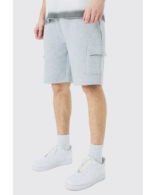 BoohooMAN White Tall Loose Fit Cargo Jersey Short for men