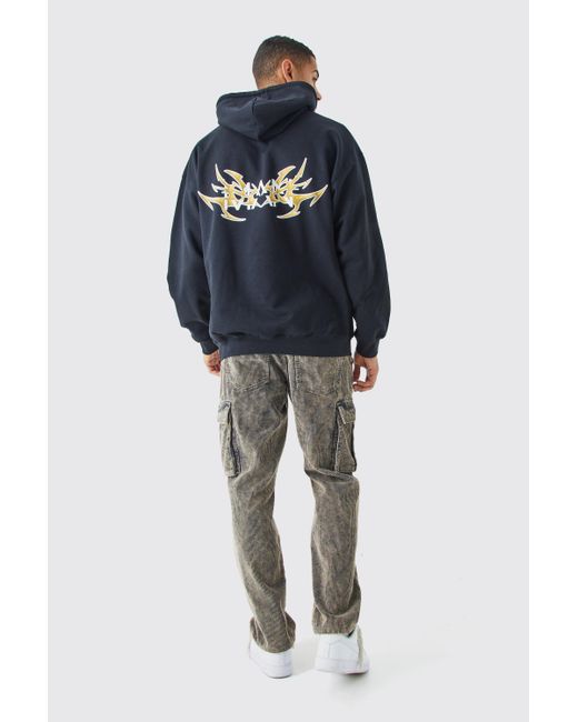 Boohooman all top over print hoodie