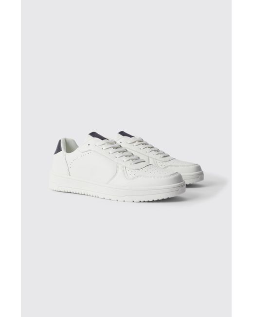 BoohooMAN White Perforated Panelled Trainers for men