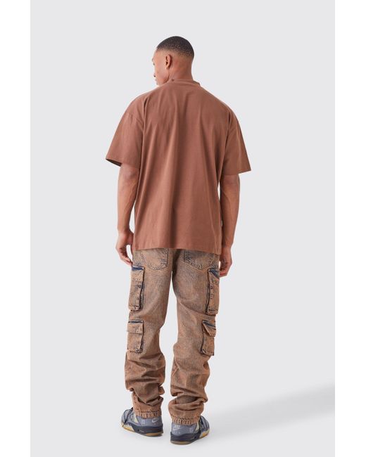 BoohooMAN Brown Oversized Angry Teddy Extended Neck T-shirt for men