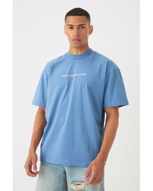 BoohooMAN Oversized Limited Heavy T-shirt in Blue für Herren