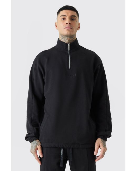 BoohooMAN Black Tall Edition Oversized Heavyweight Funnel Neck Sweatshirt for men