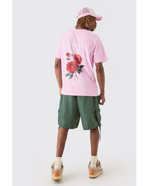 BoohooMAN Tall Lmtd Edition Floral Graphic T-shirt In Pink for men