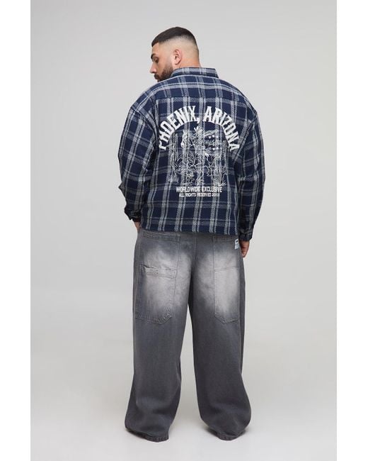 BoohooMAN Black Plus Parachute Extreme Washed Woven Tab Jeans for men
