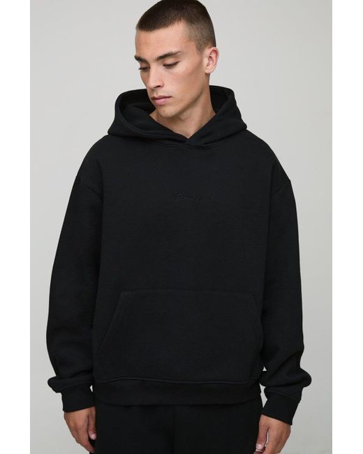 Boohoo Black Basic Bm Signature Oversized Boxy Hoodie