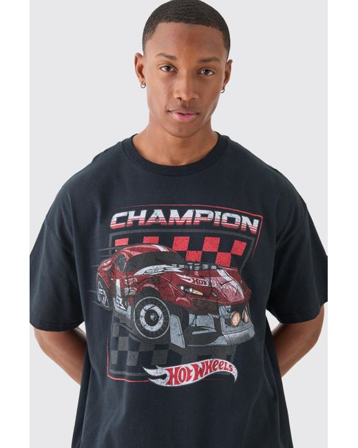 BoohooMAN Black Hot Wheels License T-shirt for men