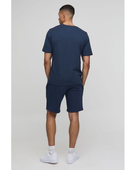 BoohooMAN Blue Regular Fit Basic Crew Neck T-shirt for men