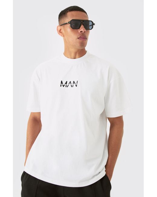 BoohooMAN White Dash Oversized Heavy T-shirt for men