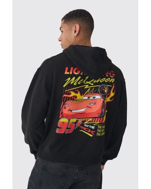 boohoo MAN オーバーサイズ 長袖 パーカー★ディズニー ピクサー BoohooMAN Oversized Pixar Cars License Print Hoodie in Black