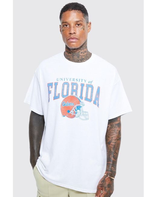 BoohooMAN Oversize T-Shirt mit lizenziertem Florida Print in White für Herren