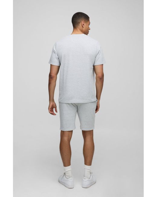 BoohooMAN Man T-Shirt & Shorts in Waffeloptik in Gray für Herren
