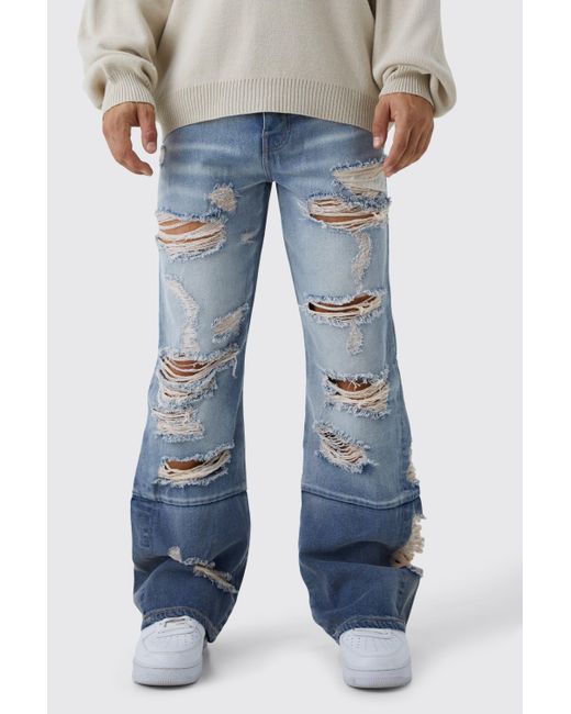 Relaxed Flare All Over Ripped Jeans