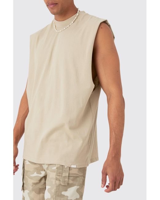 BoohooMAN White Drop Armhole Extended Neck Heavy Tank for men