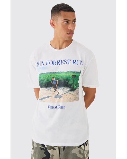 BoohooMAN Gray Oversized Forest Gump License T-shirt for men
