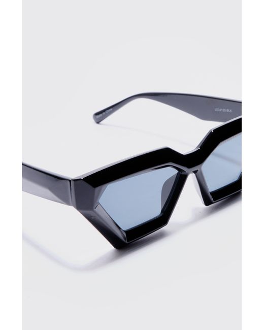 BoohooMAN White Chunky Plastic Sunglasses In Black for men