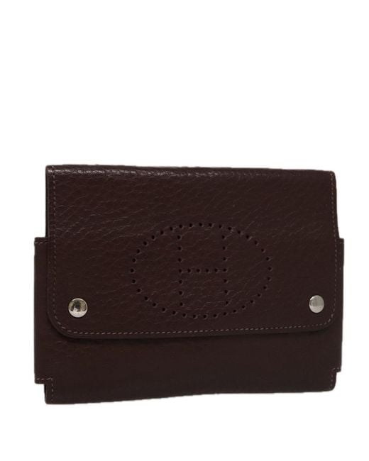 BoohooMAN Hermes Preloved Leather Wallet Perforated Design Unisex - Brown for men