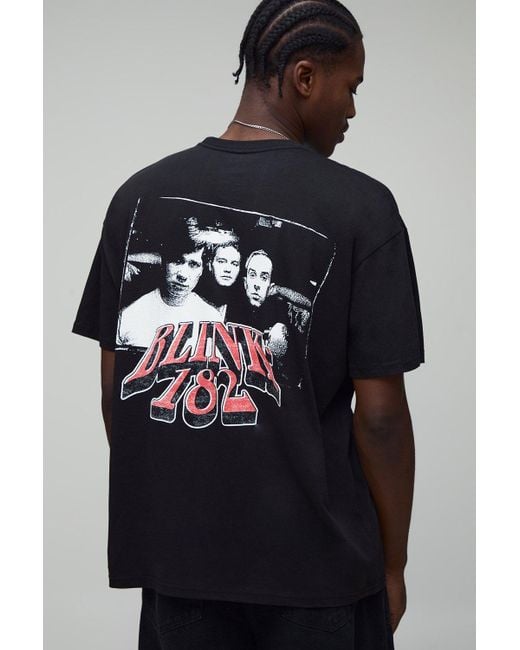 Boohoo Blue Oversized Blink 182 License Printed T-Shirt