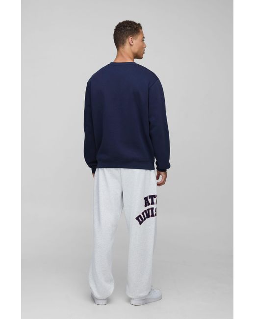 BoohooMAN Tall Oversize Jogginghose mit Applikation in Blue für Herren