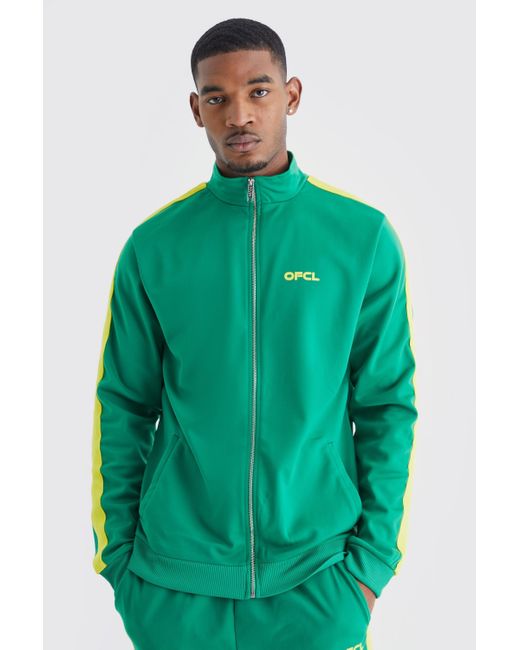 Boohoo Green Tall Relaxed Tricot Zip Detail Track Jacket