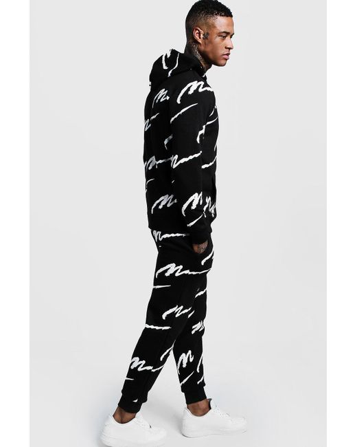 All over man printed hooded tracksuit red 2025