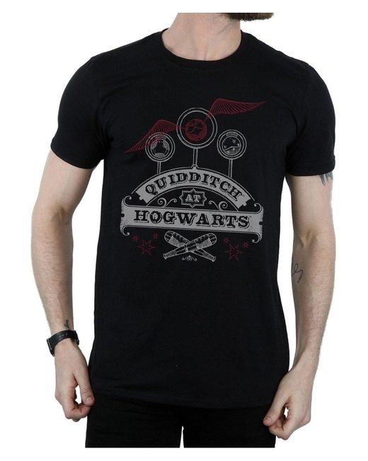 BoohooMAN Black Harry Potter Quidditch At Hogwarts T-shirt for men