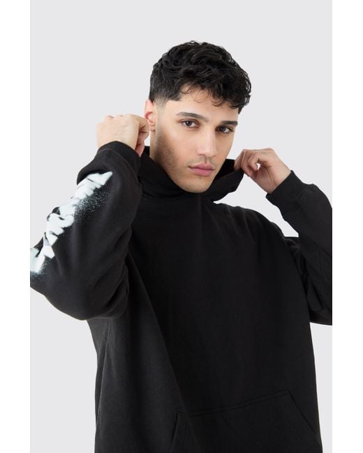BoohooMAN Black Oversized Dog Graphic Hoodie for men