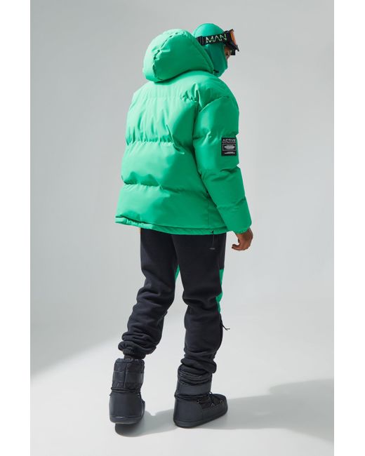 BoohooMAN Green Oversized Ski Puffer Jacket for men