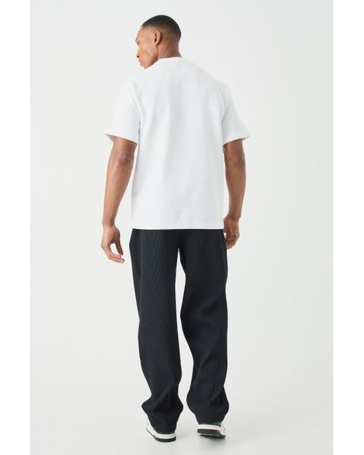 BoohooMAN Core Fit Raglan Heavy Interlock T-shirt in White für Herren
