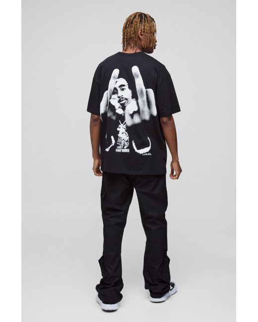 BoohooMAN Blue Tall Oversized Tupac License Print T-Shirt