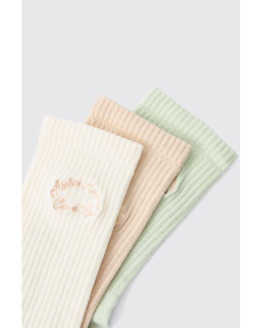 BoohooMAN 3er-Pack gestreifte Official Man Sport-Socken in White für Herren