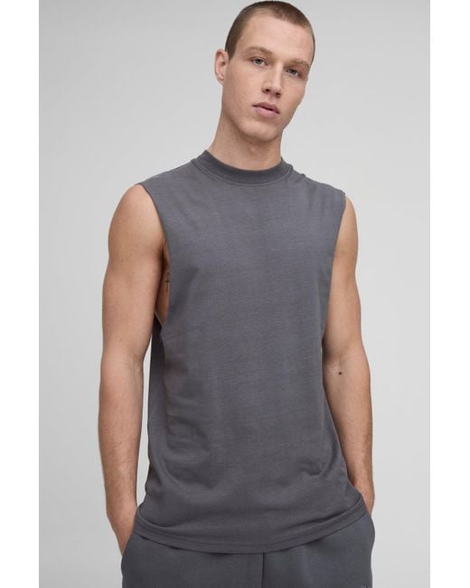 Boohoo Gray Regular Fit Basic Drop Armhole Tank