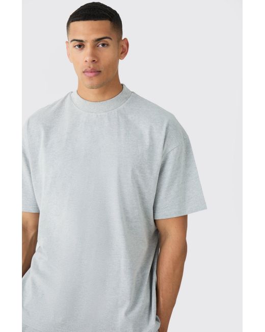 BoohooMAN White Oversized Extended Neck Heavyweight T-shirt for men
