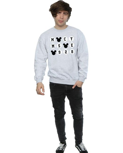BoohooMAN Gray Disney Mickey Mouse 1928 Circles Sweatshirt for men