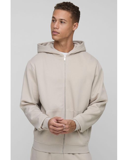 BoohooMAN Gray Tall Basic Regular Zip Through Hoodie for men