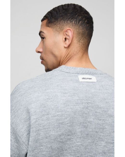 BoohooMAN Gray Oversized Marl Knitted Sweater for men