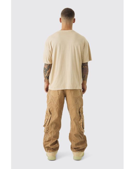 BoohooMAN Kastiges Oversize T-Shirt mit Western-Print in Natural für Herren