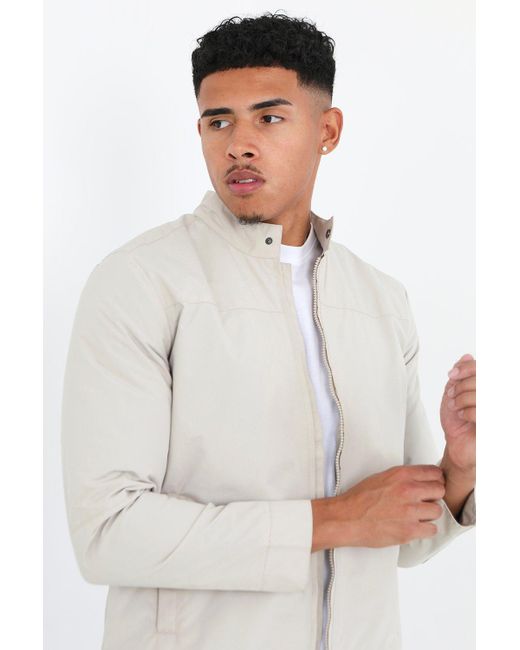 BoohooMAN White Brave Soul Zip Through Biker Jacket for men