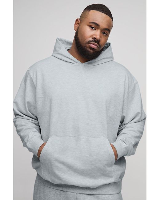 BoohooMAN Plus Oversize Basic Hoodie in White für Herren