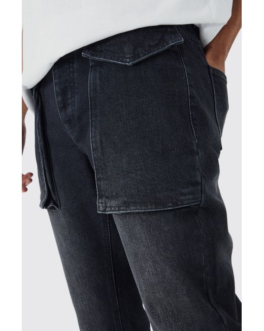 BoohooMAN Blue Slim Rigid 3d Pocket Jeans In Charcoal for men