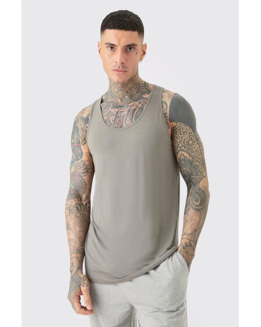 BoohooMAN Tall Premium Modal Mix Lounge Vest in Gray für Herren